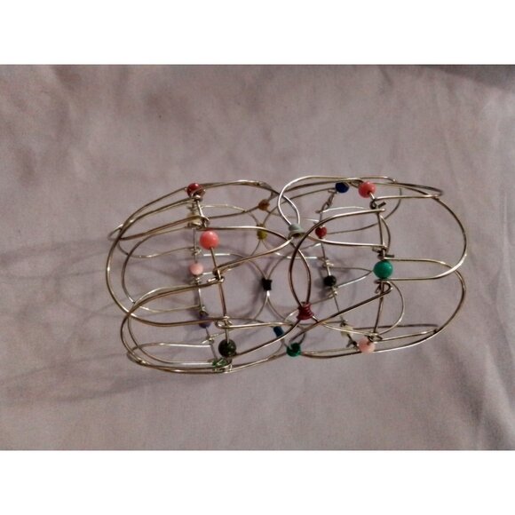 Vintage MCM Fidget 3D Desk Toy Silver Wire Mandala Stress Relief Meditation - Picture 2 of 3